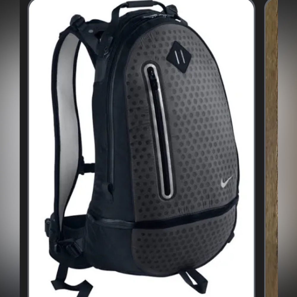 Nike running backpack with rain cover shoe compartment gray gym bag travel bag